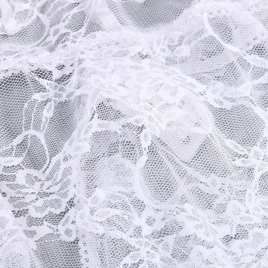 VenusFox Sexy Lingerie Nightie Sleepwear Women's Nightgown See Through Lace Split Long Gown Sexy Nightdress Femme Plus Size Underwear