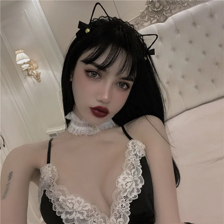 VenusFox Sexy Nightwear Dresses Summer Woman 2021 Lace Sleepwear Girls Mini Skirts Nightgown Black Nighty for Ladies Lingrie Pijama