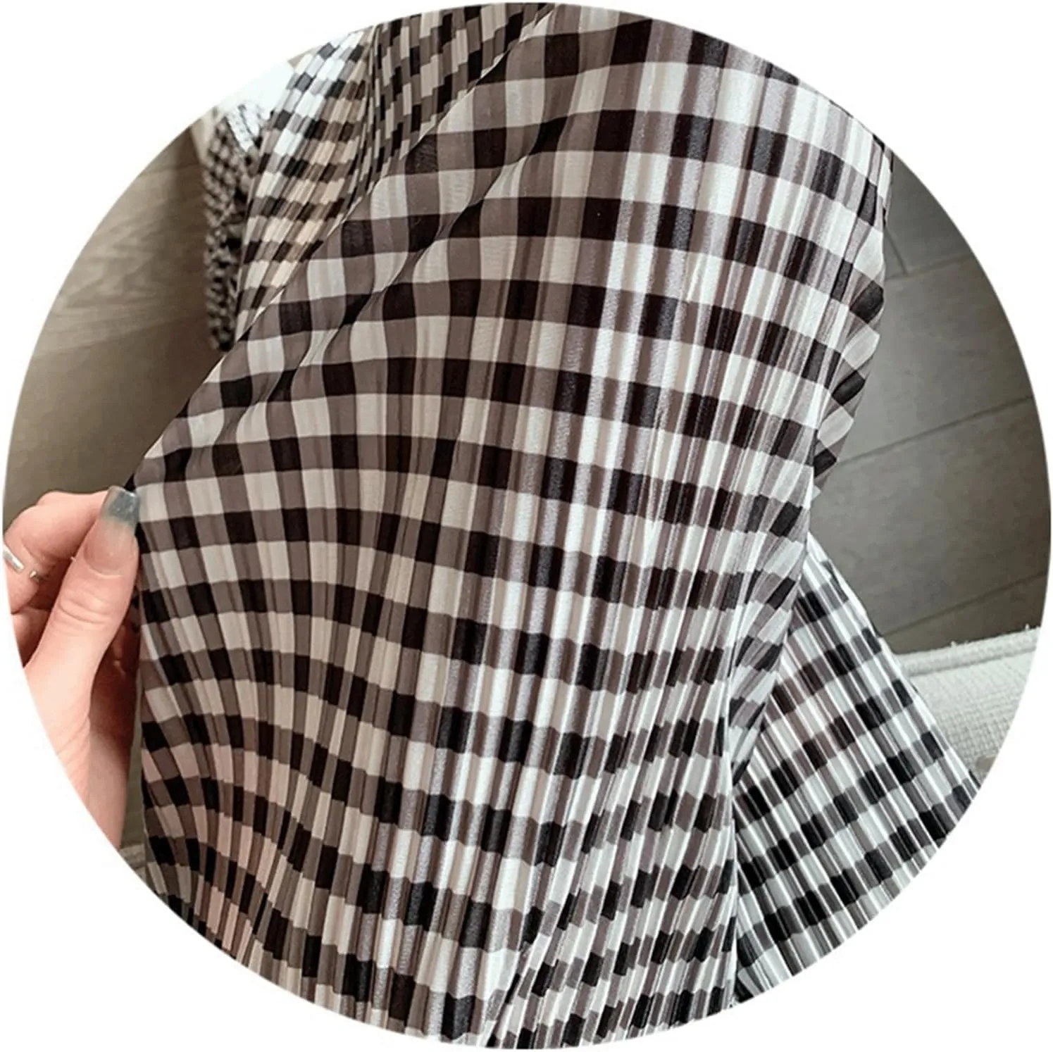 Women Gingham Pants Pleated High Waisted Y2K Checkered Pants Wide Leg Plaid Boxer Pants Casual Trousers with Pockets