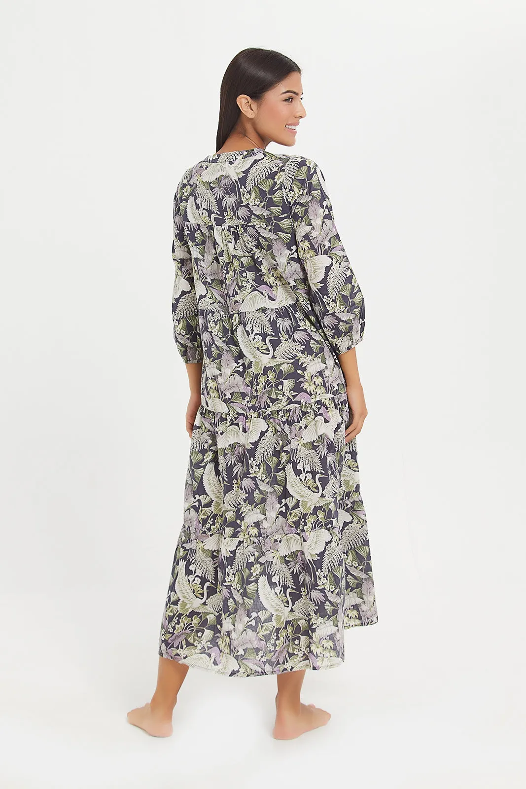 Women Grey Tiered Nightgown