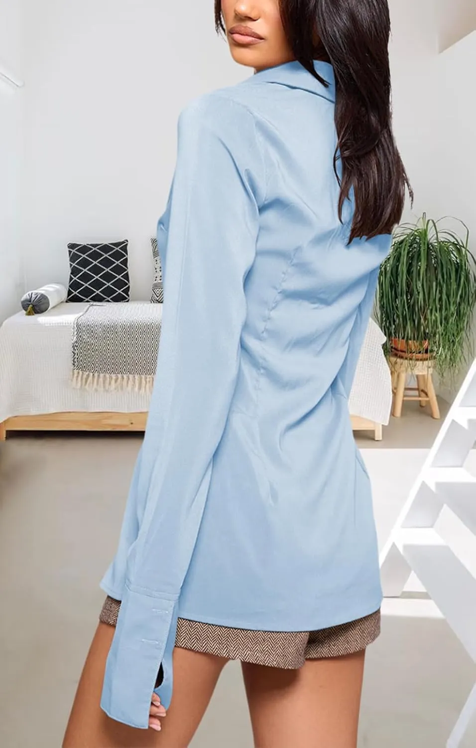 Women's Button Down Shirts Classic Fit Dress Shirt Work Casual Long Sleeve Blouse Tops