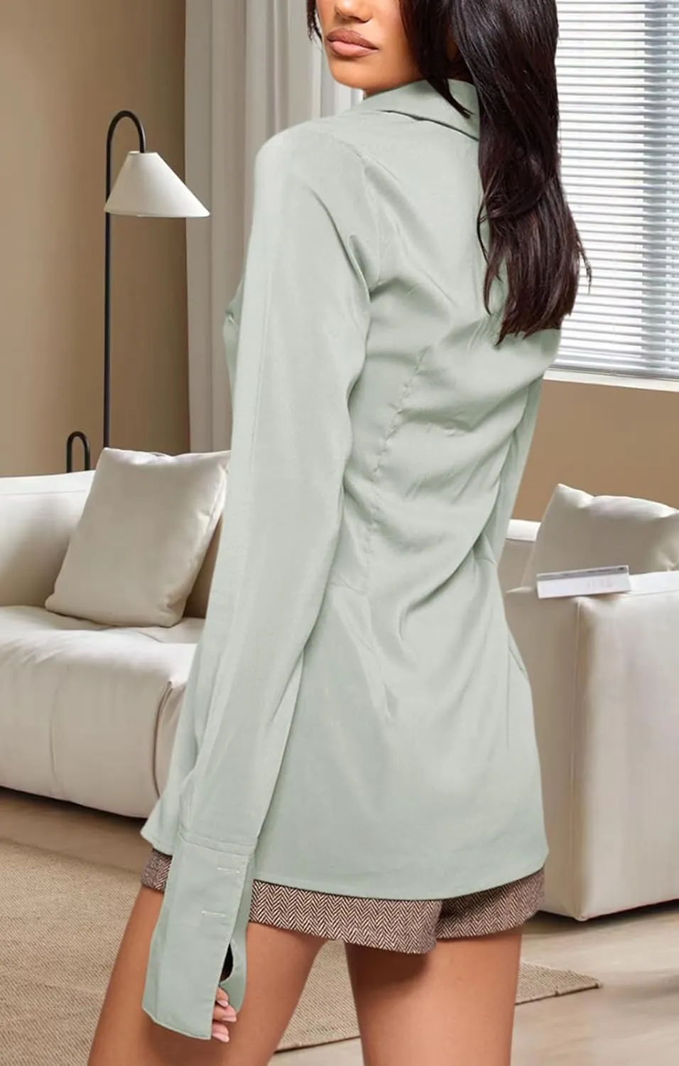 Women's Button Down Shirts Classic Fit Dress Shirt Work Casual Long Sleeve Blouse Tops