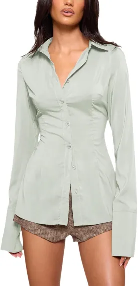 Women's Button Down Shirts Classic Fit Dress Shirt Work Casual Long Sleeve Blouse Tops