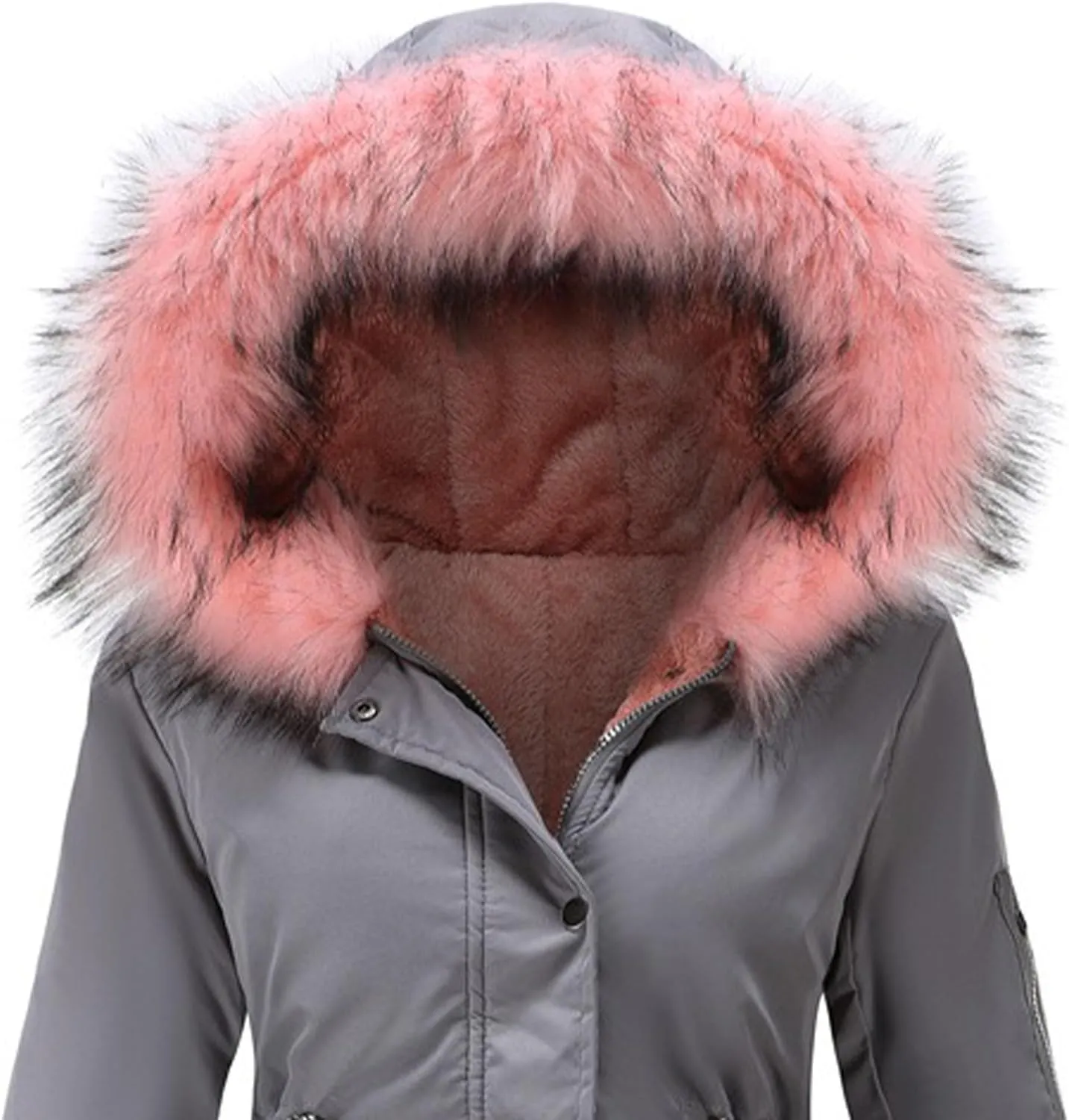 Women's Winter Coats Safari Parkas Fur Hooded Sherpa Lined Parka Coat Warm Thicken Anoraks Fleece Jacket