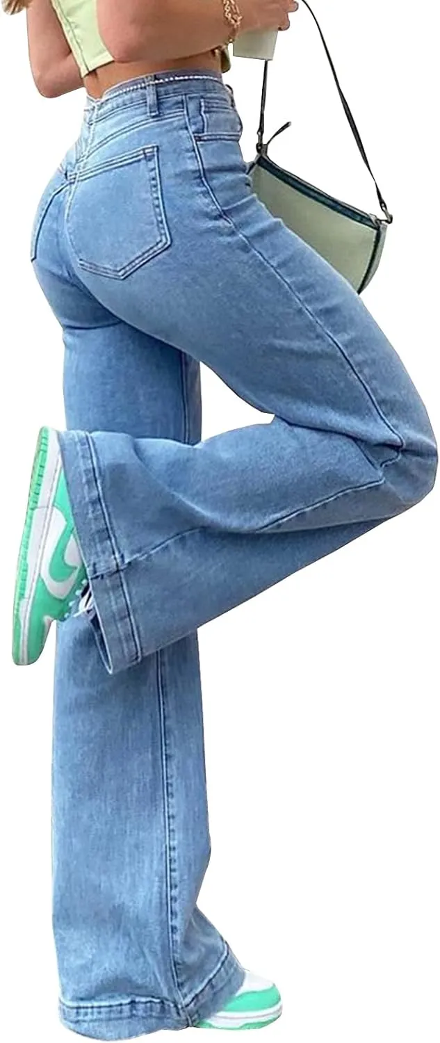 YUZIBAO Baggy Jeans for Women High Waisted Straight Wide Leg Jeans Y2K Boyfriend Stretch Denim Pants