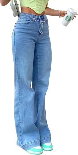 YUZIBAO Baggy Jeans for Women High Waisted Straight Wide Leg Jeans Y2K Boyfriend Stretch Denim Pants
